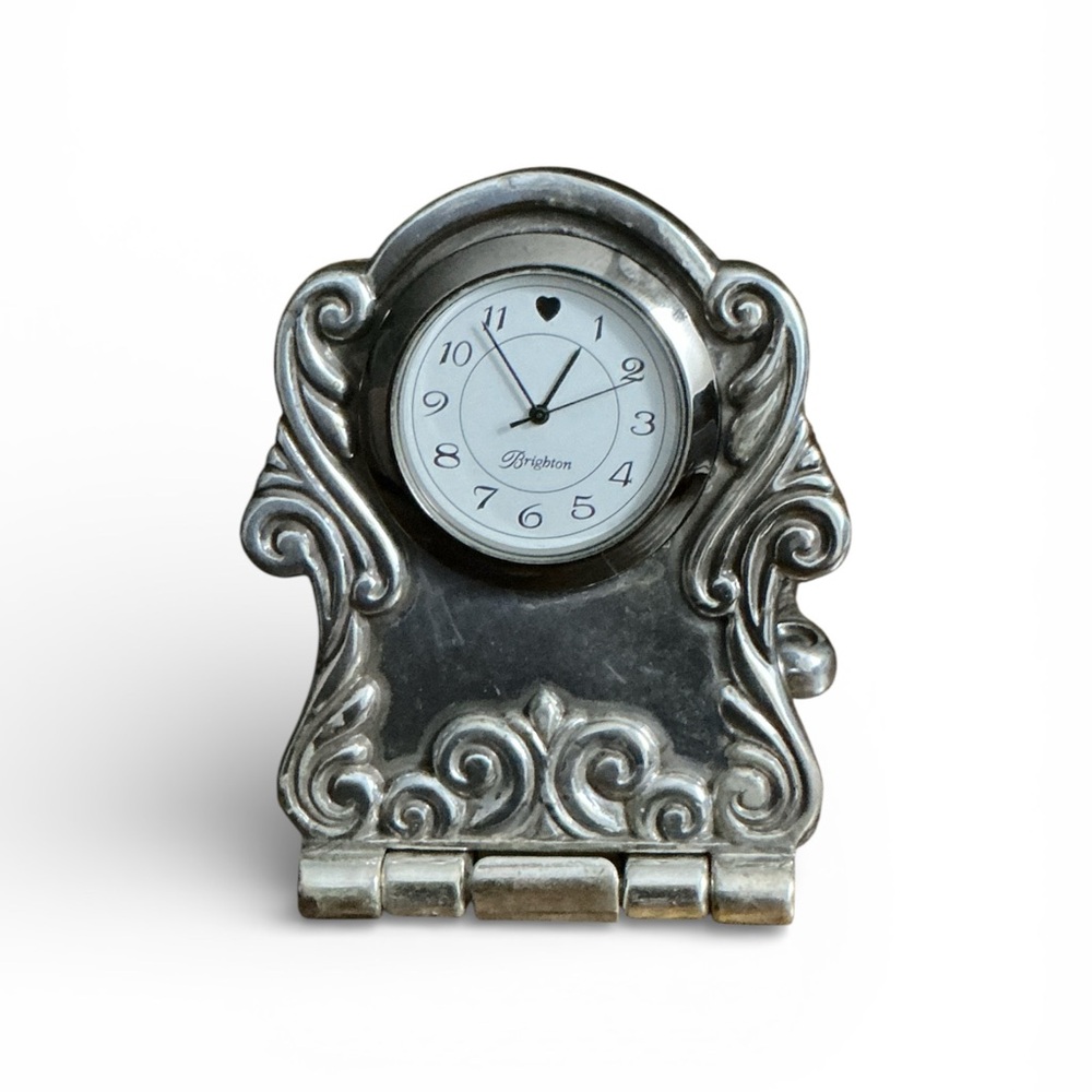 Brighton Ornate Silver Decorative Mantel Clock